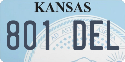 KS license plate 801DEL