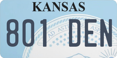 KS license plate 801DEN