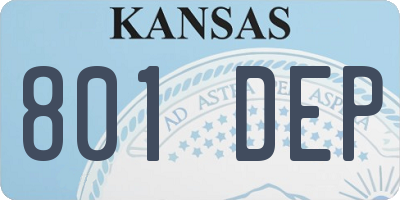 KS license plate 801DEP