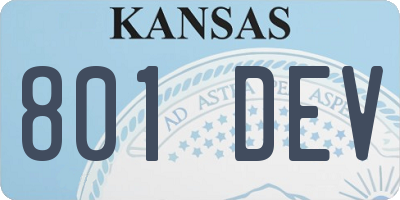 KS license plate 801DEV