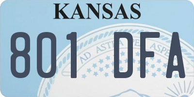 KS license plate 801DFA