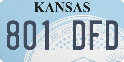 KS license plate 801DFD