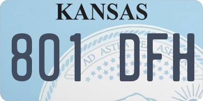 KS license plate 801DFH