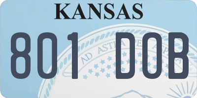 KS license plate 801DOB