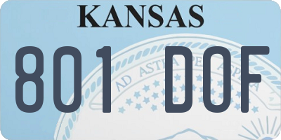 KS license plate 801DOF