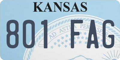 KS license plate 801FAG