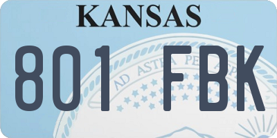 KS license plate 801FBK