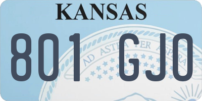 KS license plate 801GJO