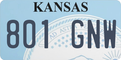 KS license plate 801GNW