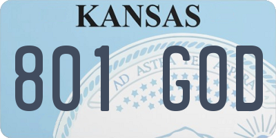 KS license plate 801GOD