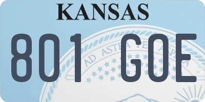 KS license plate 801GOE