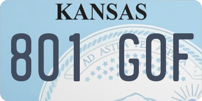 KS license plate 801GOF