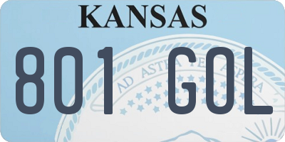 KS license plate 801GOL