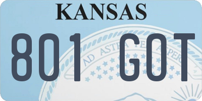 KS license plate 801GOT
