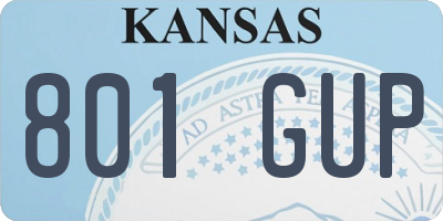 KS license plate 801GUP