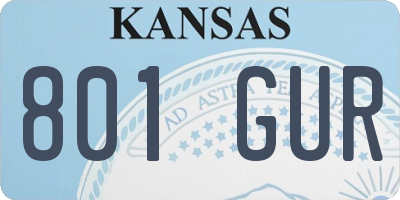 KS license plate 801GUR