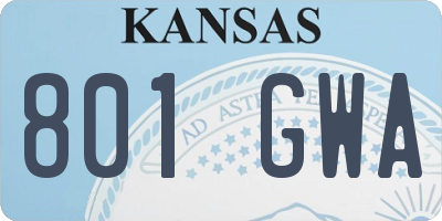 KS license plate 801GWA