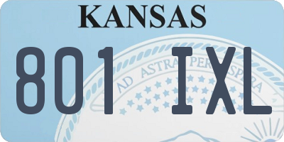 KS license plate 801IXL