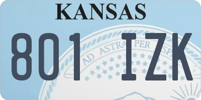 KS license plate 801IZK