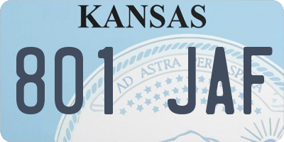 KS license plate 801JAF