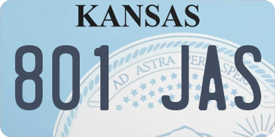 KS license plate 801JAS