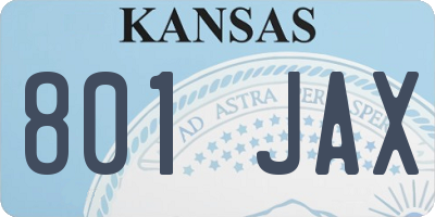 KS license plate 801JAX