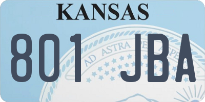 KS license plate 801JBA