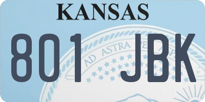 KS license plate 801JBK