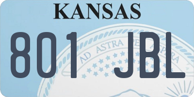 KS license plate 801JBL