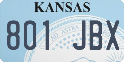 KS license plate 801JBX