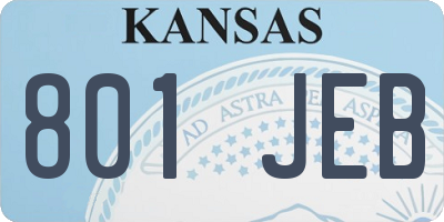 KS license plate 801JEB