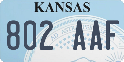 KS license plate 802AAF
