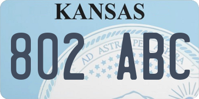 KS license plate 802ABC