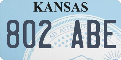 KS license plate 802ABE