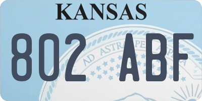 KS license plate 802ABF