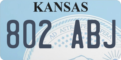 KS license plate 802ABJ