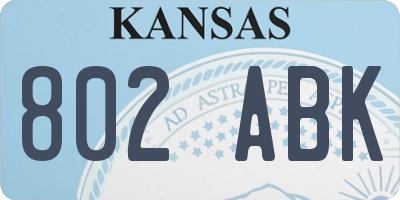 KS license plate 802ABK