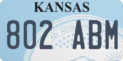 KS license plate 802ABM