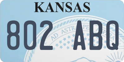 KS license plate 802ABQ