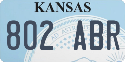 KS license plate 802ABR