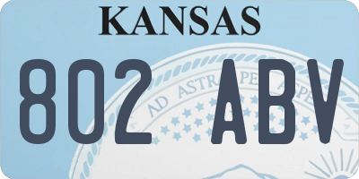 KS license plate 802ABV