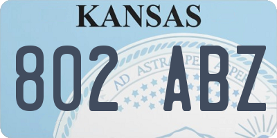 KS license plate 802ABZ