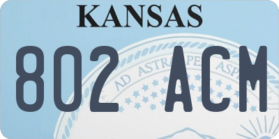 KS license plate 802ACM