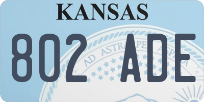 KS license plate 802ADE