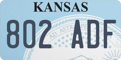 KS license plate 802ADF