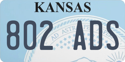 KS license plate 802ADS