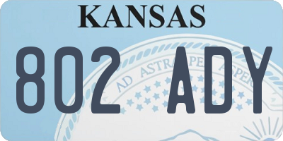 KS license plate 802ADY