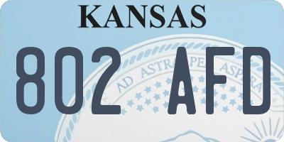 KS license plate 802AFD