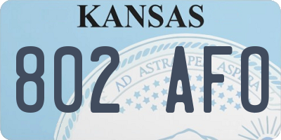 KS license plate 802AFO
