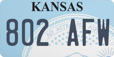 KS license plate 802AFW